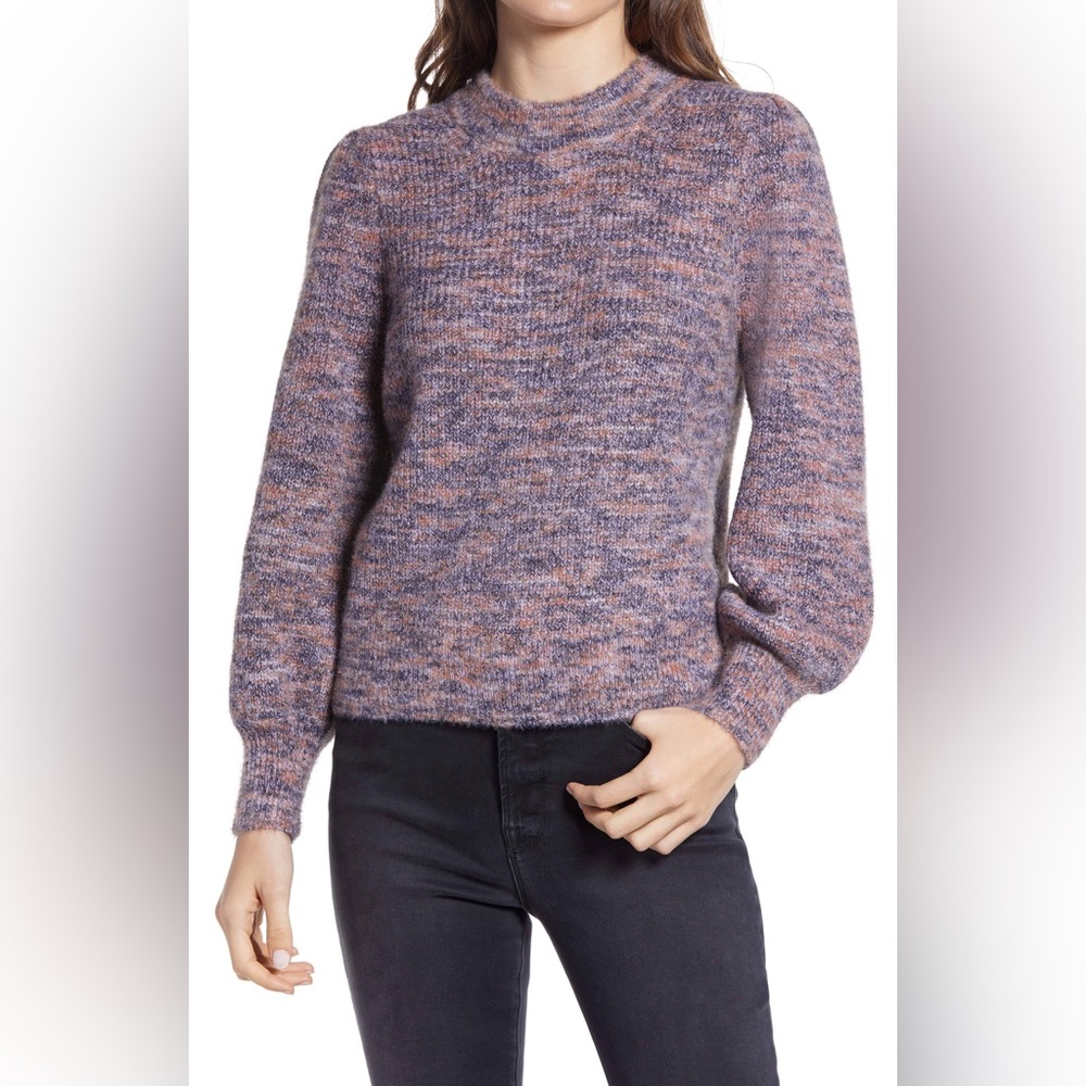 Madewell Space-Dyed Eaton Puff-Sleeve Pullover Sweater